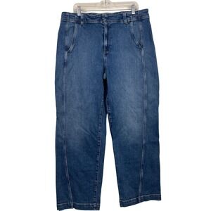 Madewell Women Blue Wide Leg Seam Detail Denim Jeans Size 33